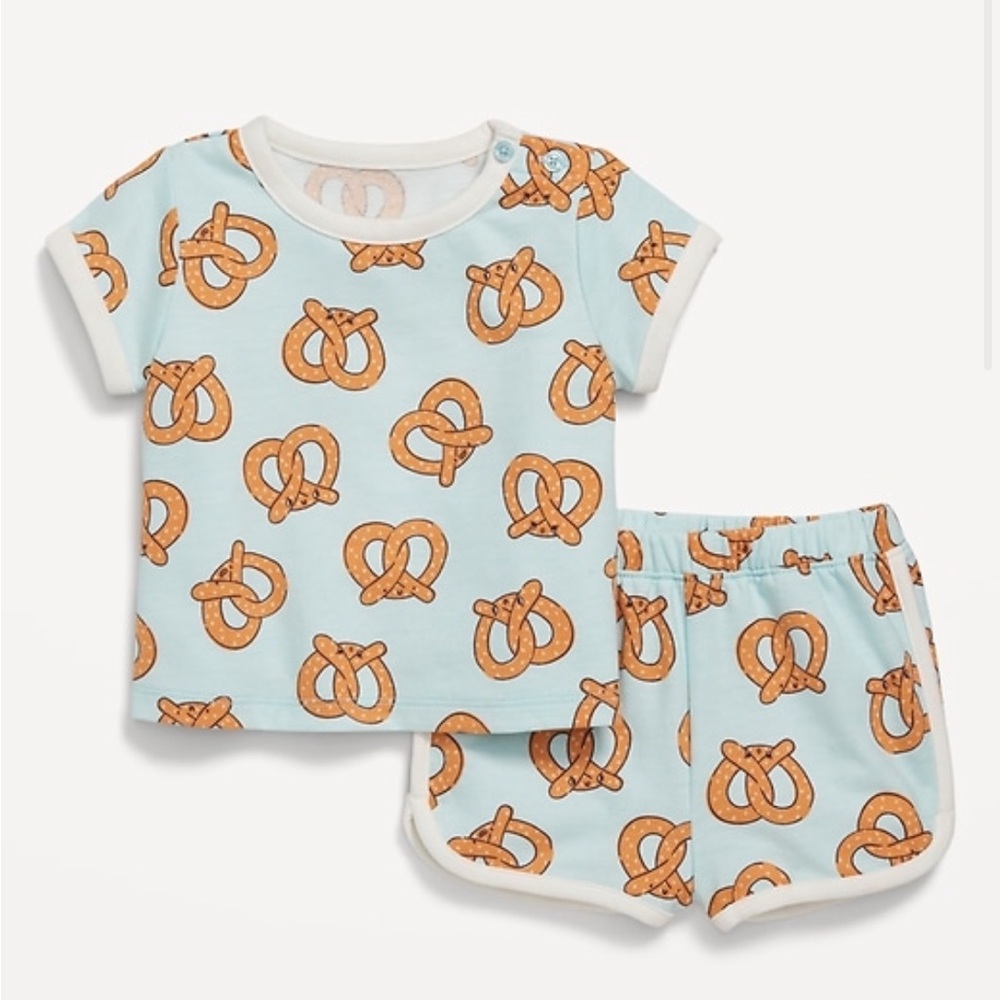 Old Navy Printed French-Terry Ringer T-Shirt and Shorts Set for Baby - Pretzel